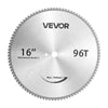 VEVOR Chop Saw Blade 16-in 96 Teeth Cermet-Tipped Metal Cold Cutting Blade, Compatible with Chop Saws, 4000 Cuts, Cutting Smooth Surfaces with No Burrs, Noise Reduction and Heat Dissipation Holes