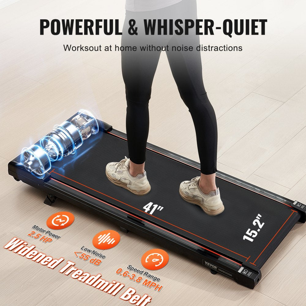 VEVOR Walking Pad, Under Desk Treadmill with Incline, Working Walking Jogging Machine for Home Office, 265 Lbs Capacity 2.5HP Portable Walking Pad, with Remote Control, LED Display, and Bluetooth