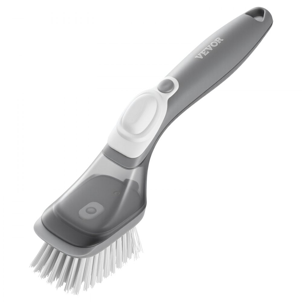 VEVOR Soap Dispensing Dish Brush, Kitchen Scrub Brushes with 3 Brush Heads, Dish Cleaning Brushes with PP Handle and Curved Bristles, Ideal for Pots, Pans, Sink and Stove
