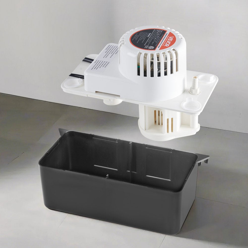 VEVOR Condensate Removal Pump, 1/50 HP, 65 GPH, 15 ft Lift, 1/2 Gal Tank Automatic AC Condensation Pump with Float Switch & 20 ft Hose for Air Conditioner, Dehumidifier, Furnace, Ice Maker Water Drain