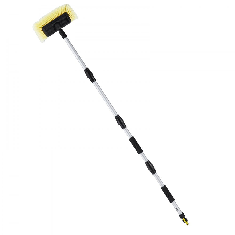 VEVOR Car Wash Brush, 66.7-Inch Extendable Car Washing Brush with Long Handle, 12" Scratch-Free Soft PVC Bristle Head, Flow-Thru Car Cleaning Mop Kit with Water Hose Attachment for Car RV Boat