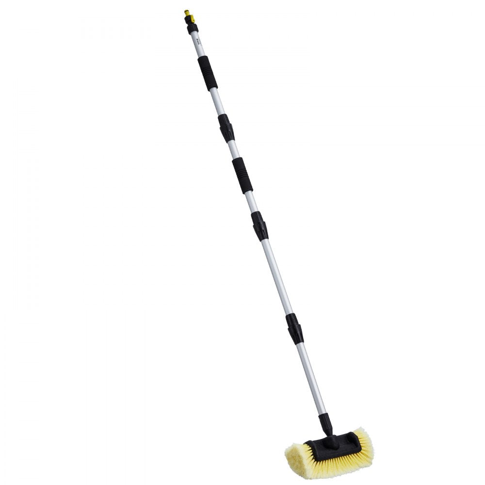 VEVOR Car Wash Brush, 66.7-Inch Extendable Car Washing Brush with Long Handle, 12" Scratch-Free Soft PVC Bristle Head, Flow-Thru Car Cleaning Mop Kit with Water Hose Attachment for Car RV Boat