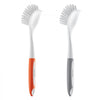VEVOR Dish Brush, 4 Pack Kitchen Scrub Brushes with PP Handle, Dish Cleaning Brushes with Curved Bristles, Ideal for Pots, Pans, Sink and Stove, 2 Gray + 2 Orange