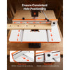 VEVOR Drill Press Table, 24 in x 12 in, Worktable with an Adjustable Fence and Stop Block, Highly Compatible T-Slots, MDF Tabletop, Built-In Scale, Support Multiple Clamps and Vises, for Drill Presses