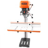 VEVOR Drill Press Table, 24 in x 12 in, Worktable with an Adjustable Fence and Stop Block, Highly Compatible T-Slots, MDF Tabletop, Built-In Scale, Support Multiple Clamps and Vises, for Drill Presses