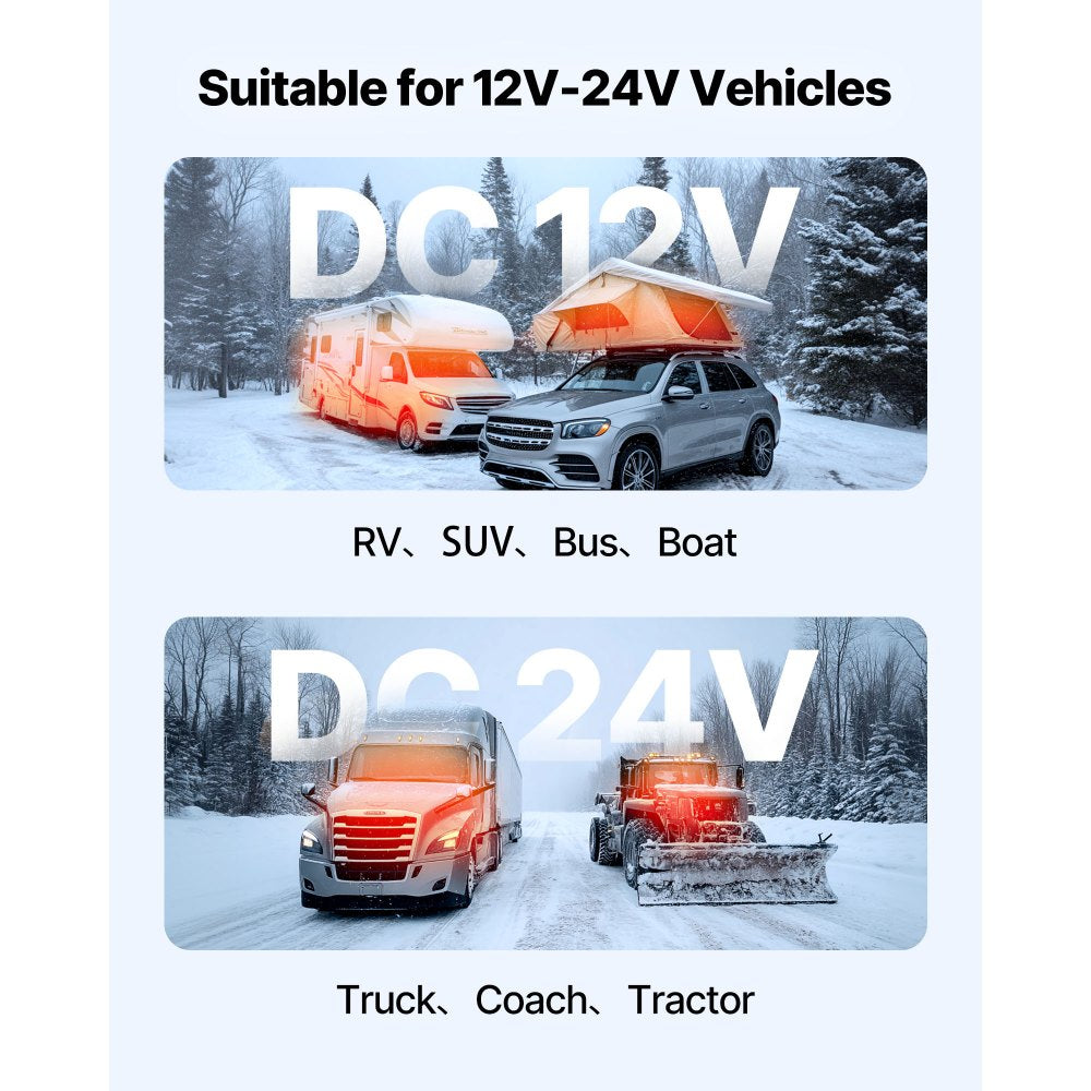 VEVOR Diesel Air Heater, 8 kW DC12-24V, Fast Heating Diesel Parking Heater with Remote Control and Color Digital Display, 10L Fuel Tank, Low Noise, Voice Announcement, for RV, Truck, Boat and Trailer