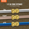 VEVOR Pipe Fittings, 1/2" 12PCS Brass Pipe Fittings, Straight-Through Push-Fit Pipe Connector Brass Air Fittings, Heavy Duty Plumbing Fittings Adapter for Heating/Shower Systems, Water Pipes