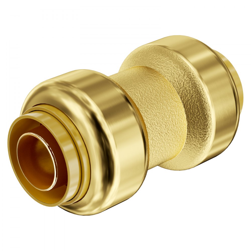 VEVOR Pipe Fittings, 1/2" 12PCS Brass Pipe Fittings, Straight-Through Push-Fit Pipe Connector Brass Air Fittings, Heavy Duty Plumbing Fittings Adapter for Heating/Shower Systems, Water Pipes
