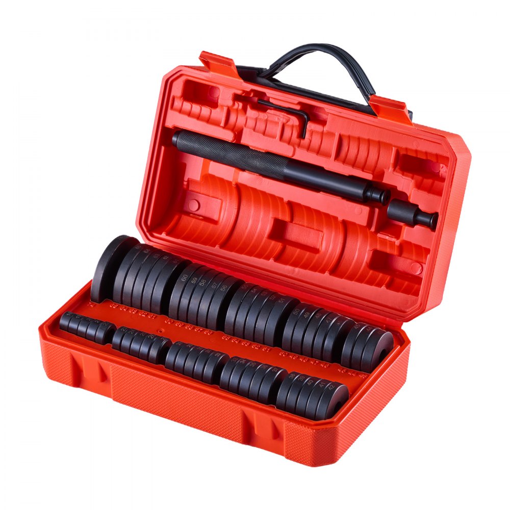 VEVOR Bearing Press Kit, 52 Pcs, Bearing Race and Seal Driver Set with 49 Bushings and Handle Shaft, Bushing Driver Tool Set, Heavy Duty Carbon Steel Removal Installation Tool Kit with Storage Case
