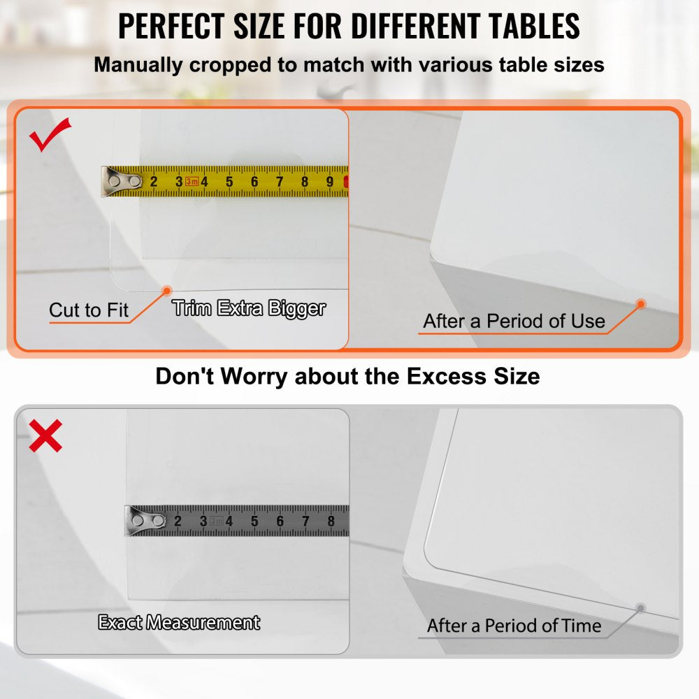 VEVOR Plastic Table Cover, 42"x84"x0.06", Transparent PVC Table Protector, Rectangle Clear Desk Mat, Water Oil Proof Table Cover for Dining Table Coffer Table Kitchen Worktable Dresser Cabinet, etc.