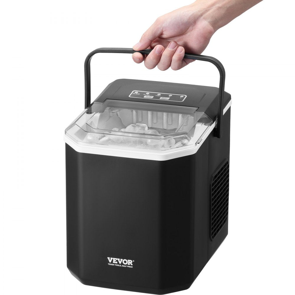 VEVOR Countertop Ice Maker, 9 Cubes Ready in 6 Mins, 26lbs in 24Hrs, Self-Cleaning Portable Ice Maker with Ice Scoop and Basket, Ice Machine with 2 Sizes Bullet Ice for Home Kitchen Office Bar Party