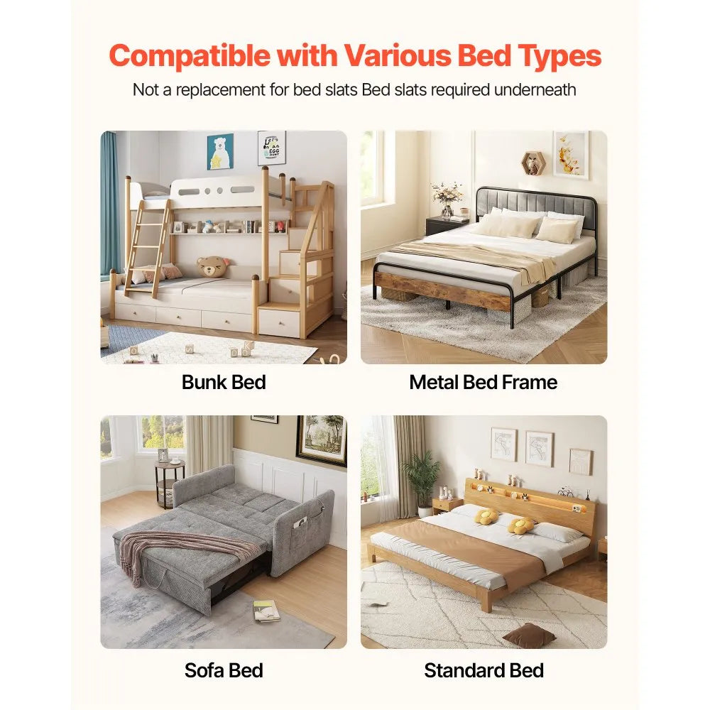 VEVOR Bunkie Board, Cal King Size 72.4 x 83.8 in, Foldable Bed Board Under Mattress with Hook-and-Loop Straps, PP Core with 600D Oxford Fabric, Anti-Sag for Metal Frames, Bunk Beds, and Sleeper Sofas