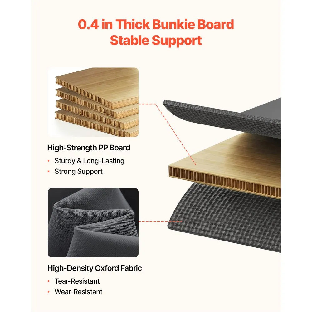 VEVOR Bunkie Board, Cal King Size 72.4 x 83.8 in, Foldable Bed Board Under Mattress with Hook-and-Loop Straps, PP Core with 600D Oxford Fabric, Anti-Sag for Metal Frames, Bunk Beds, and Sleeper Sofas