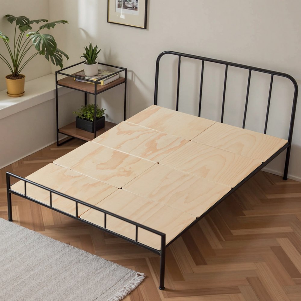 VEVOR Full Size Bunkie Board, 0.4 in Foldable Bed Board Slats with Connection, Wooden Mattress Support for Full Size Bed, Support under Mattress Boards, Ready to Use, 8 Piece, Burlywood