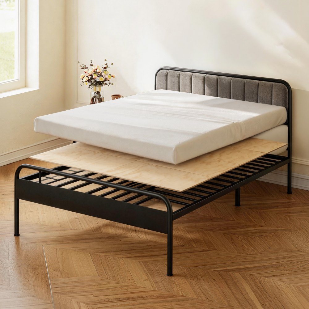 VEVOR Bunkie Board, King Size 76.8 x 70.1 in, Foldable Bed Board Under Mattress with Nylon Webbing, Plywood, Rounded Edges, Anti-Sag Design for Metal Frames, Sleeper Sofas, Platform and Bunk Beds