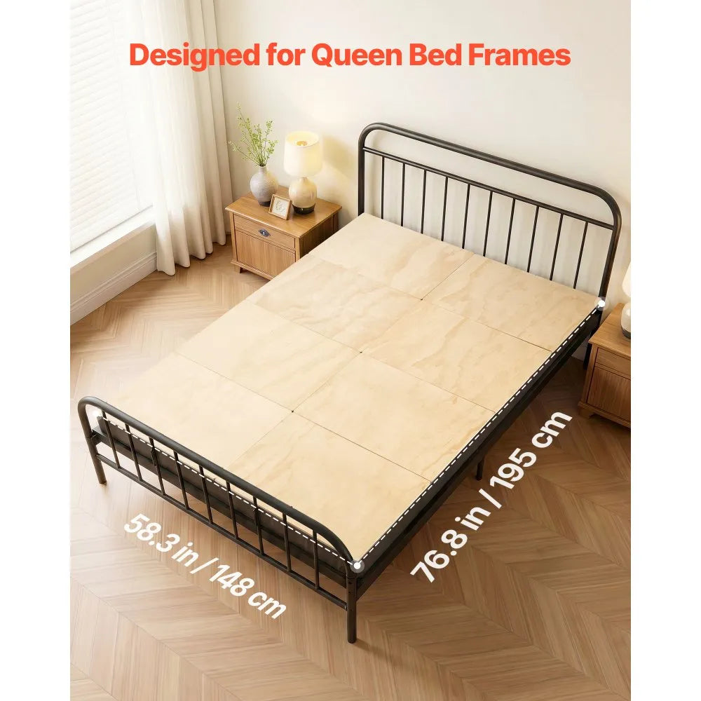 VEVOR Bunkie Board, Queen Size 76.8 x 58.3 in, Foldable Bed Board Under Mattress with Nylon Webbing, Plywood, Rounded Edges, Anti-Sag Design for Metal Frames, Sleeper Sofas, Platform and Bunk Beds