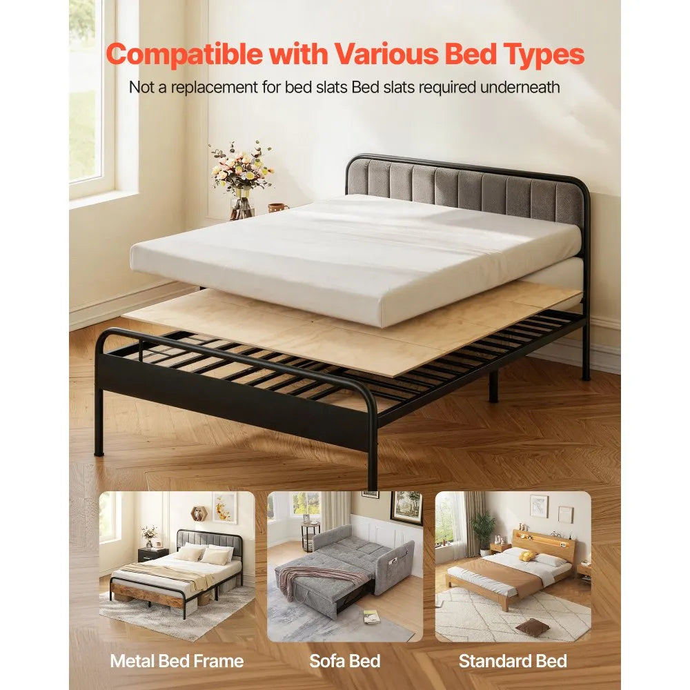 VEVOR Bunkie Board, Queen Size 76.8 x 58.3 in, Foldable Bed Board Under Mattress with Nylon Webbing, Plywood, Rounded Edges, Anti-Sag Design for Metal Frames, Sleeper Sofas, Platform and Bunk Beds