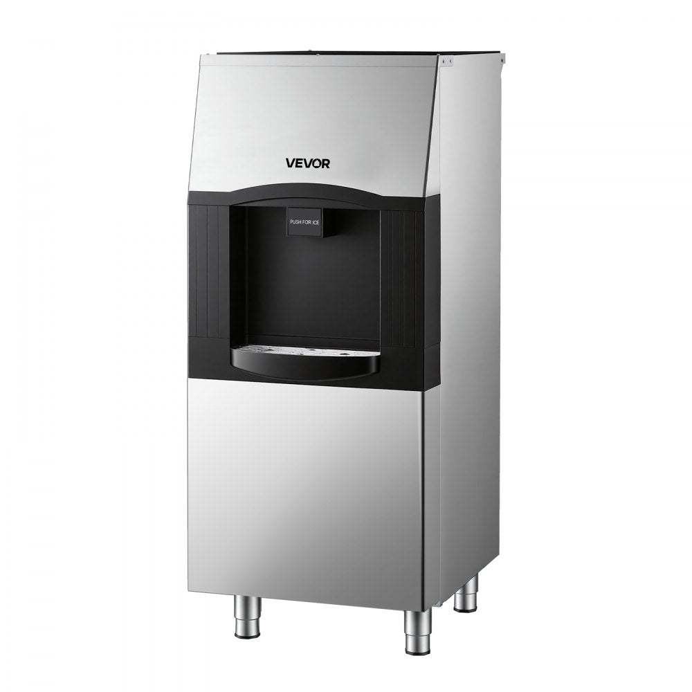 VEVOR Commercial Ice Dispenser, 132 lb Storage, 14.5 lb/6.6 kg per min, for Restaurants & Hotels, Ice Storage Bin with Automatic Dispensing & Height-Adjustable Feet, Ice Maker Head Sold Separately