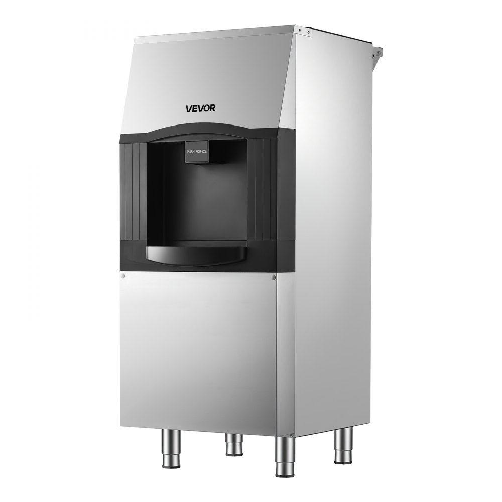 VEVOR Commercial Ice Dispenser, 132 lb Storage, 14.5 lb/6.6 kg per min, for Restaurants & Hotels, Ice Storage Bin with Automatic Dispensing & Height-Adjustable Feet, Ice Maker Head Sold Separately