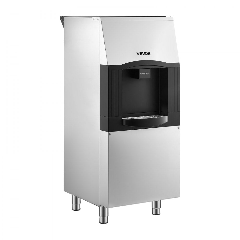 VEVOR Commercial Ice Dispenser, 132 lb Storage, 14.5 lb/6.6 kg per min, for Restaurants & Hotels, Ice Storage Bin with Automatic Dispensing & Height-Adjustable Feet, Ice Maker Head Sold Separately