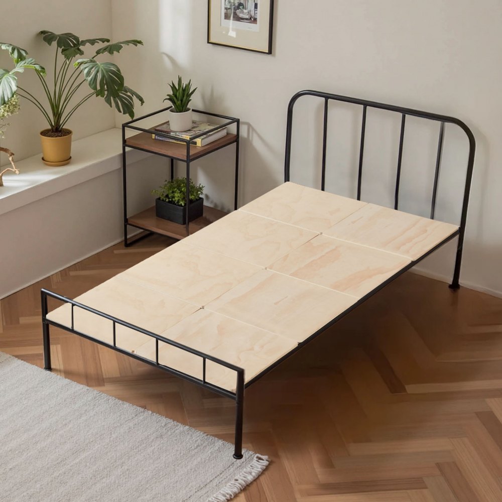 VEVOR Twin Size Bunkie Board, 0.4 in Foldable Bed Board Slats with Connection, Wooden Mattress Support for Twin Size Bed, Support under Mattress Boards, Ready to Use, 8 Piece, Burlywood