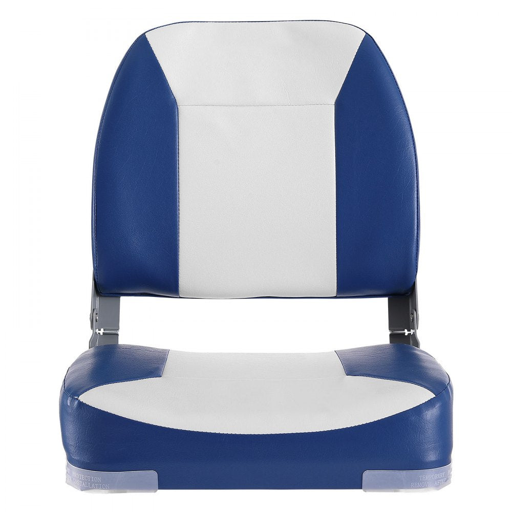 VEVOR Boat Seat, 18.9" Low Back Boat Seat, Folding Boat Chair with Thickened Sponge Padding and Hinge, Fold-Down Boat Captain Chair for Fishing Boat, Sightseeing Boat, Speedboat, Canoe, 1-Piece