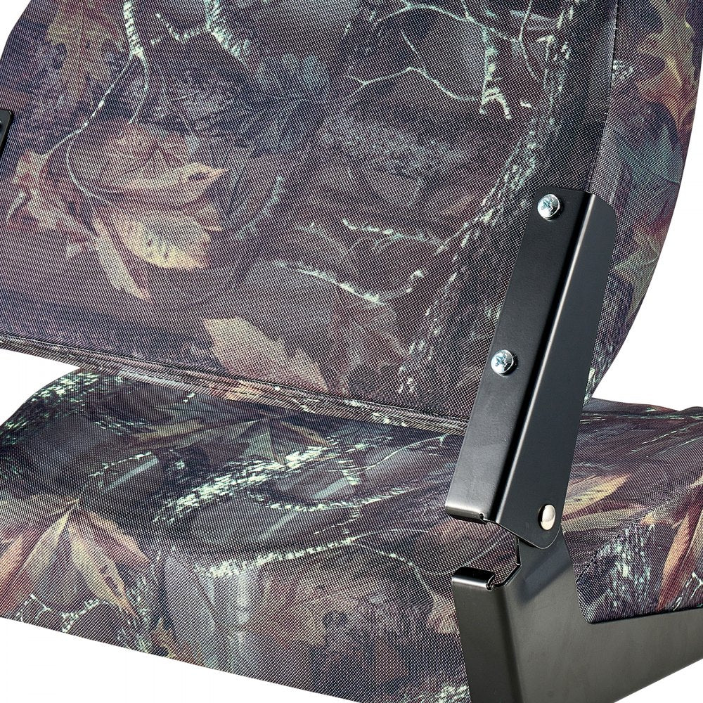 VEVOR Boat Seat, Low Backrest, Folding Fishing Boat Seat with Thickened Sponge Cushion & PU Polyester Fabric, Strong PP Frame, Flip Up Boat Seat for Boats, Yachts, Ships, Camouflage Color (2 Seats)
