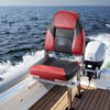 VEVOR Boat Seat, High Backrest, Folding Fishing Boat Seat with Thickened Sponge Cushion & Waterproof PVC Leather, Aluminum Alloy Hinges, Flip Up Boat Seat for Boats, Yachts, Ships, Black & Red