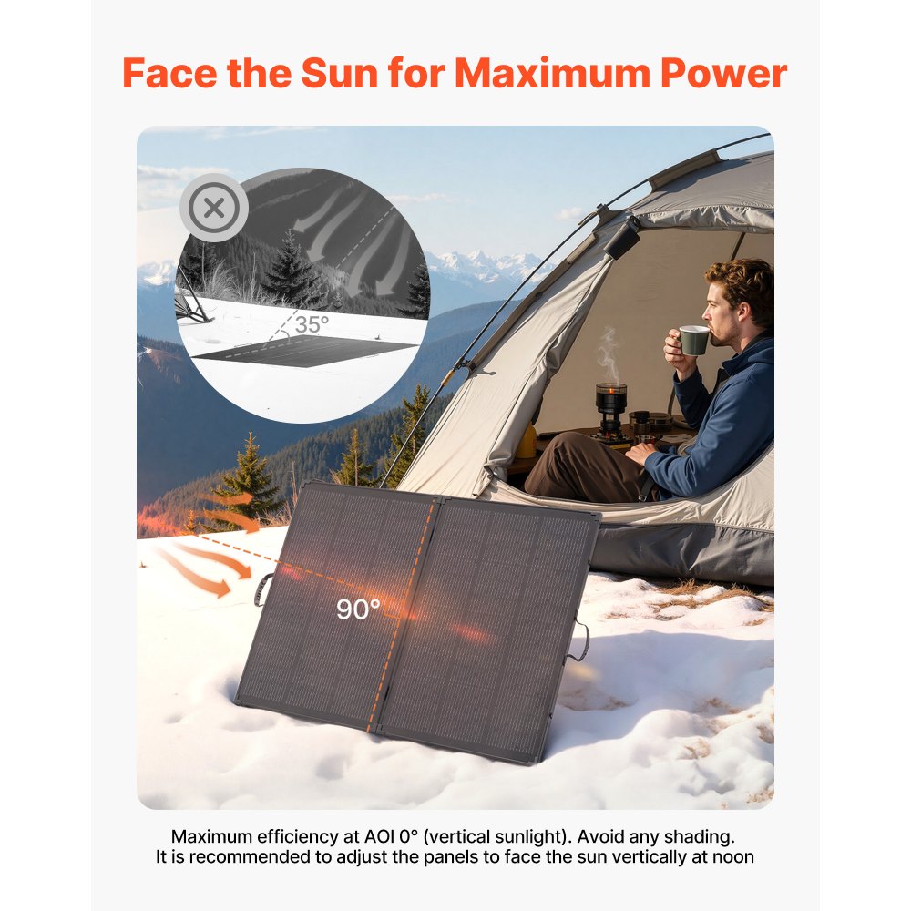 VEVOR 200W Foldable Solar Panel with Frame, 23% High-Efficiency Portable Monocrystalline Solar Panel Charger with 30A PWM Controller & MC4 Output, IP67 Waterproof for Camping, Hiking, RV Trips