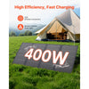 VEVOR 400W Foldable Solar Panel with Frame, 16BB N-Type Monocrystalline Solar Panel Charger 24% Efficiency, IP67 Waterproof with MC4 Output & 10-in-1 DC Adapter for Power Stations Camping Hiking Trips