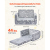 VEVOR 2-in-1 Kids Sofa, Foldable Toddler Soft Couch with Armrests, Glow in the Dark Kids Couch Fold Out with 28D Sponge & Flannel, Convertible Toddler Chair to Lounger for Reading and Gaming, M, Gray