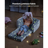 VEVOR 2-in-1 Kids Sofa, Foldable Toddler Soft Couch with Armrests, Glow in the Dark Kids Couch Fold Out with 28D Sponge & Flannel, Convertible Toddler Chair to Lounger for Reading and Gaming, M, Gray
