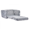 VEVOR 2-in-1 Kids Sofa, Foldable Toddler Soft Couch with Armrests, Glow in the Dark Kids Couch Fold Out with 28D Sponge & Flannel, Convertible Toddler Chair to Lounger for Reading and Gaming, M, Gray