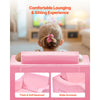 VEVOR 2-in-1 Kids Sofa, Foldable Toddler Soft Couch with Armrests, Made of 28D Sponge & Short Pile, Convertible Toddler Chair to Lounger, Kid Couch Fold Out for Fun Playtime or Comfy Lounging, M, Pink