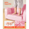 VEVOR 2-in-1 Kids Sofa, Foldable Toddler Soft Couch with Armrests, Made of 28D Sponge & Short Pile, Convertible Toddler Chair to Lounger, Kid Couch Fold Out for Fun Playtime or Comfy Lounging, M, Pink
