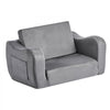 VEVOR 2-in-1 Kids Sofa, Foldable Toddler Soft Couch with Armrests, Made of 28D Sponge & Short Pile, Convertible Toddler Chair to Lounger, Kid Couch Fold Out for Fun Playtime or Comfy Lounging, M, Gray
