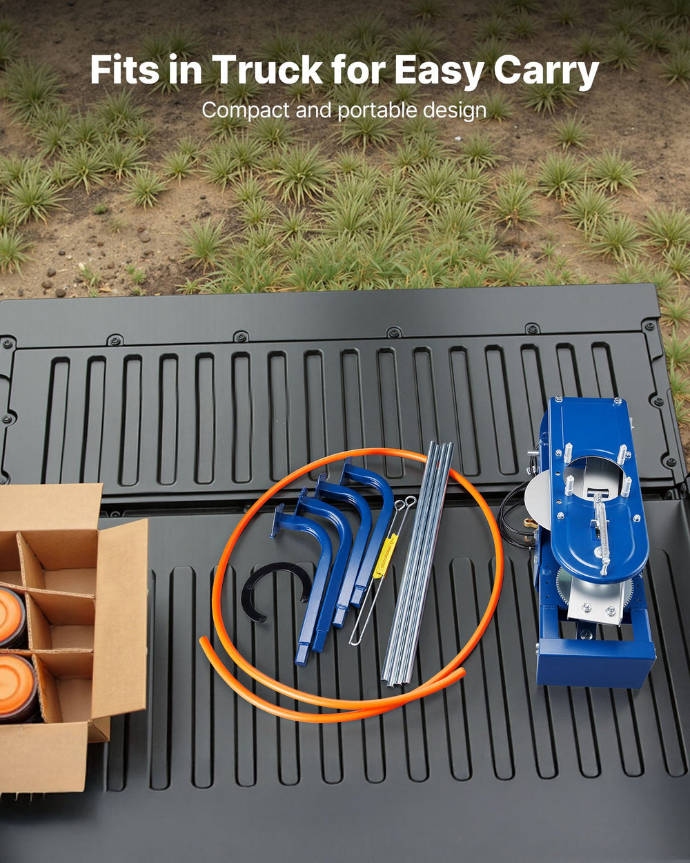 VEVOR Clay Target Thrower kit laid out for easy carry/transport
