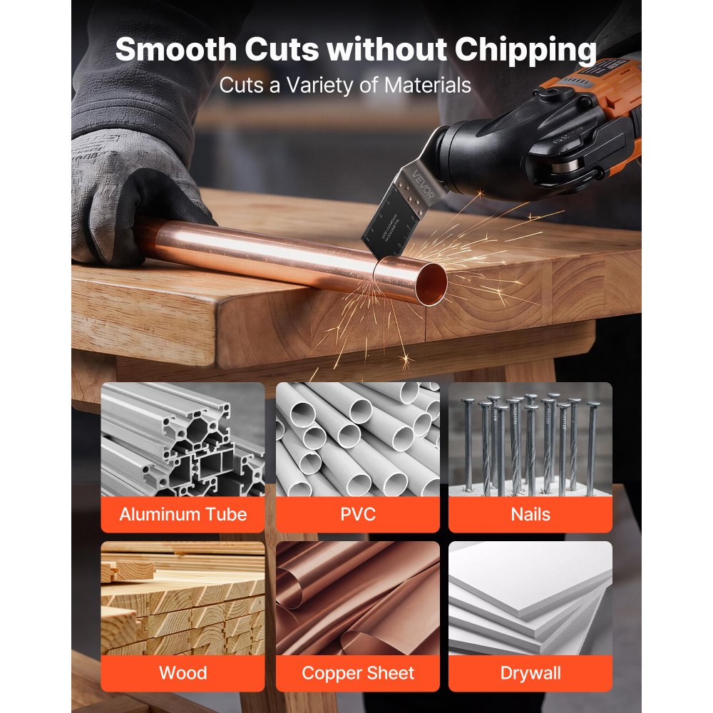 VEVOR 160-Piece Oscillating Saw Blades and Sanding Kit – 36 Universal Multi Tool Blades with 2 Scrapers, 2 Sanding Pads & 120 Sandpapers, 11 Types Oscillating Multitool Blades for Wood Plastic Metal