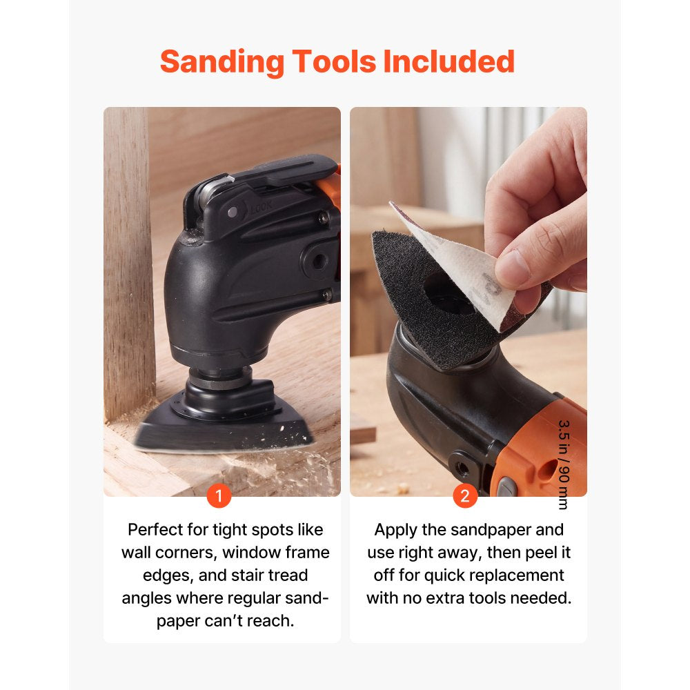 VEVOR 160-Piece Oscillating Saw Blades and Sanding Kit – 36 Universal Multi Tool Blades with 2 Scrapers, 2 Sanding Pads & 120 Sandpapers, 11 Types Oscillating Multitool Blades for Wood Plastic Metal