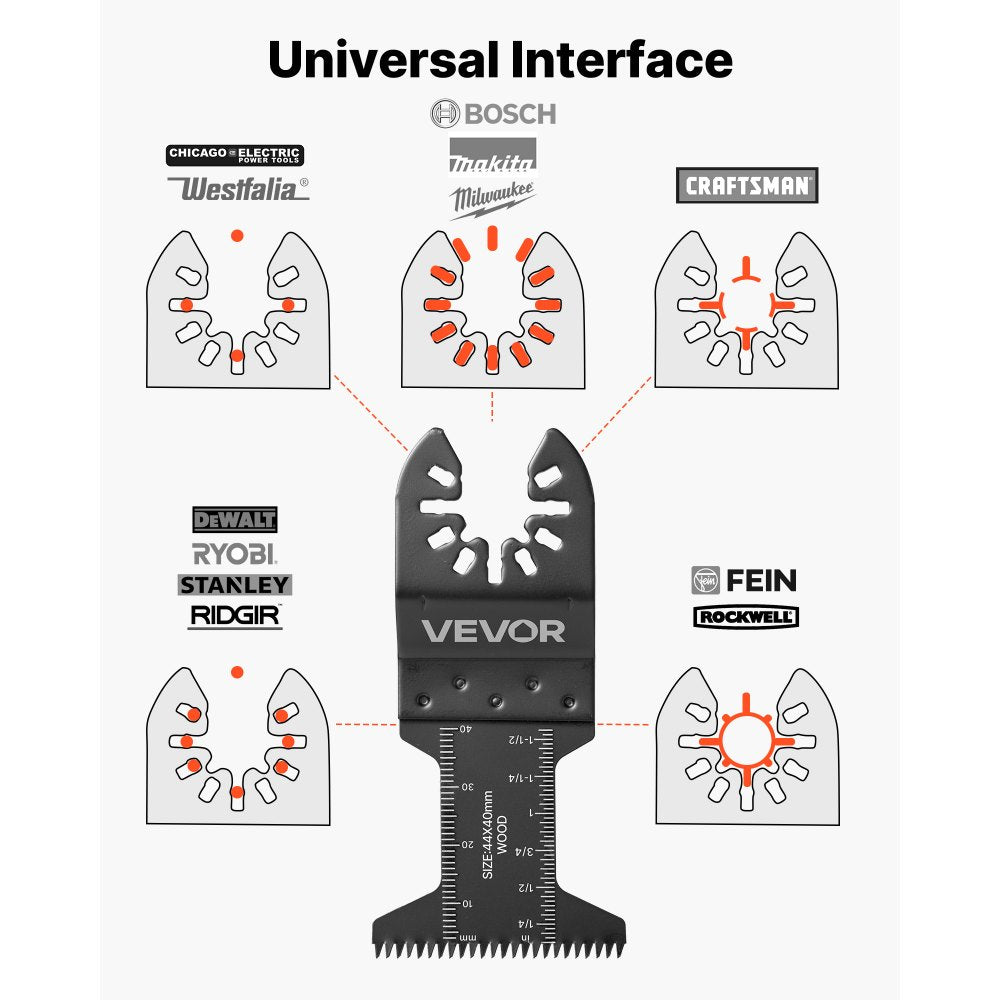 VEVOR 60PCS Oscillating Saw Blades Japanese Teeth, Universal Quick Release Oscillating Multi Tool Blades, Multitool Tool Blades for Wood Plastic PVC, Compatible with Dewalt Milwaukee Bosch Craftsman