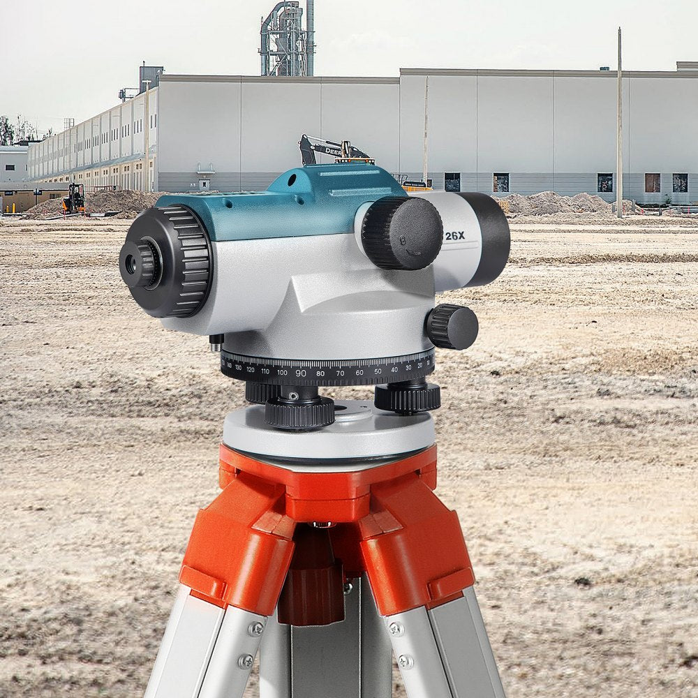 VEVOR Automatic Optical Level 26X Optical Auto Level Kit High Precision Height/Distance/Angle Level Measure Builders Level with Magnetic Dampened Compensator and Transport Lock, IP54 Waterproof
