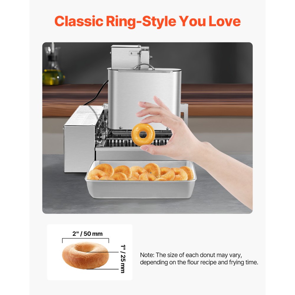 VEVOR Commercial Automatic Donuts Machine, 4 Rows Donuts Making Equipment, 240 pcs/hour Electric High Power Doughnut Maker, Stainless Steel Frying Auto Fryer, with Intelligent Control