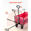 VEVOR Collapsible Wagon Carts, 120L & 225LBS Folding Wagons with All-Terrain Wheels, Heavy Duty Outdoor Utility Cart with Adjustable Handle, Portable Camping Cart for Beach Grocery Garden Pink & Black