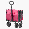 VEVOR Collapsible Wagon Carts, 120L & 225LBS Folding Wagons with All-Terrain Wheels, Heavy Duty Outdoor Utility Cart with Adjustable Handle, Portable Camping Cart for Beach Grocery Garden Pink & Black