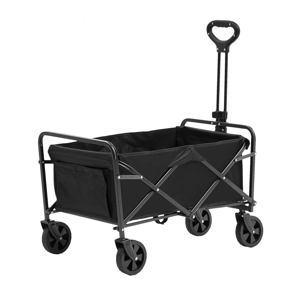 VEVOR Collapsible Folding Wagon, 2 cu.ft Grass Wagon Cart with All-Terrain 5in Wheels, Heavy Duty Folding Wagon Cart 220 lbs Weight Capacity with Drink Holders, Wagon for Camping, Shopping, Garden