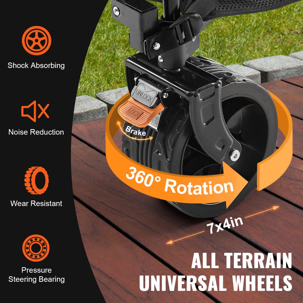 VEVOR Foldable Double Decker Wagon, 400L Collapsible Wagon Cart with All-Terrain Wheels, Heavy Duty Folding Wagon Cart 350-450 lbs Weight Capacity for Camping, Shopping, Garden, 52" Extra Long Extender