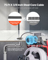 VEVOR Drain Cleaner Machine 75 FT x 3/8 Inch, Auto Feed Sewer Snake Drain Auger on Wheels, Portable Drain Cleaning Machine with 8 Cutters & Air-Activated Foot Switch for 2" to 4" Pipes