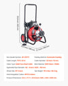 VEVOR Drain Cleaner Machine 75 FT x 1/2 Inch, Auto Feed Sewer Snake Auger on Wheels, Portable Drain Cleaning Machine with 4 Cutters & Air-activated Foot Switch for 2" to 6" Pipes
