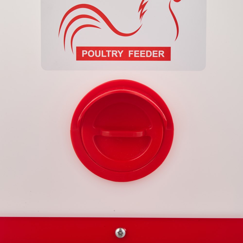 VEVOR Automatic Chicken Feeder, 40 Pounds Capacity, Large Gravity Hanging Poultry Feeder Dispenser with Handle, No Waste Rainproof Design, 3 Feeding Ports, Inside or Outside Hen Coop, for Chickens