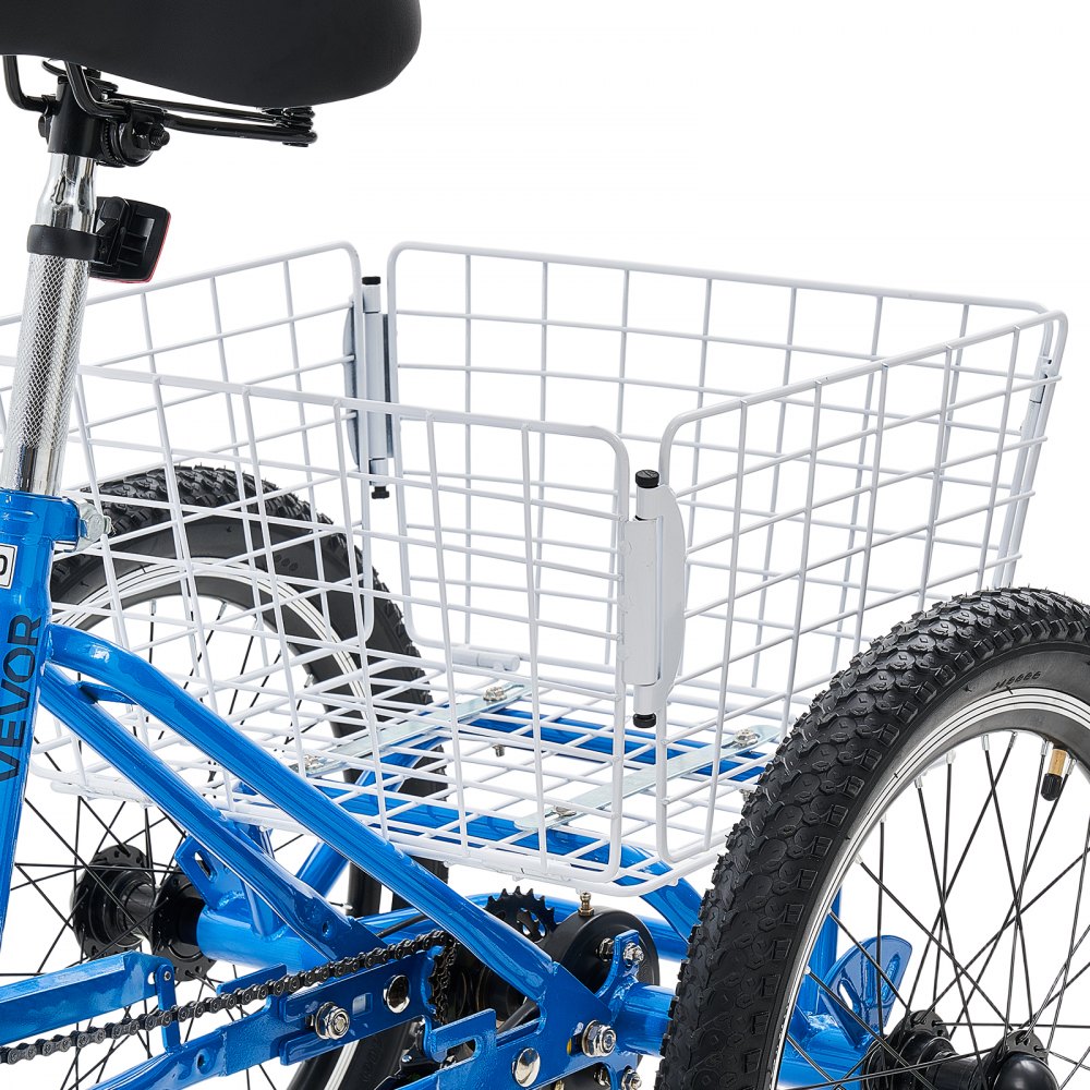 VEVOR Folding Adult Tricycle 20 inch 3 Wheel Foldable Trikes for Adult, Cruiser Bike with Cargo Basket, Adjustable Seat, and Double-Wall Wheel Rims, Shopping Picnic Tricycles for Women, Men, Seniors